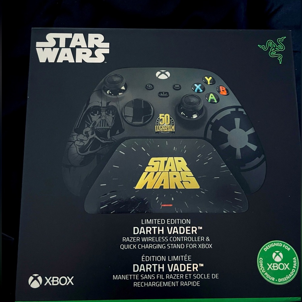 Star Wars limited edition darth Vader Xbox controller with charging stand
